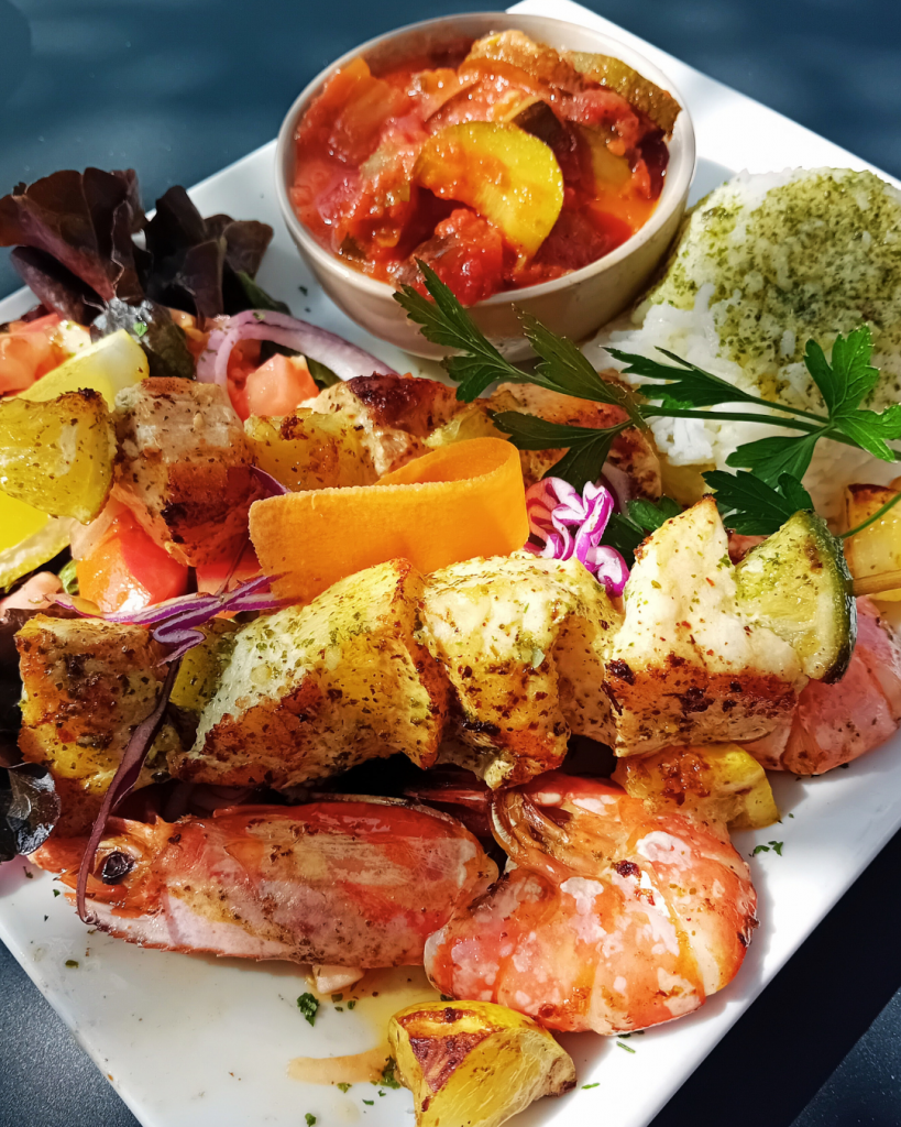 Brochettes de poissons et gambas New Wave Palavas-les-Flots